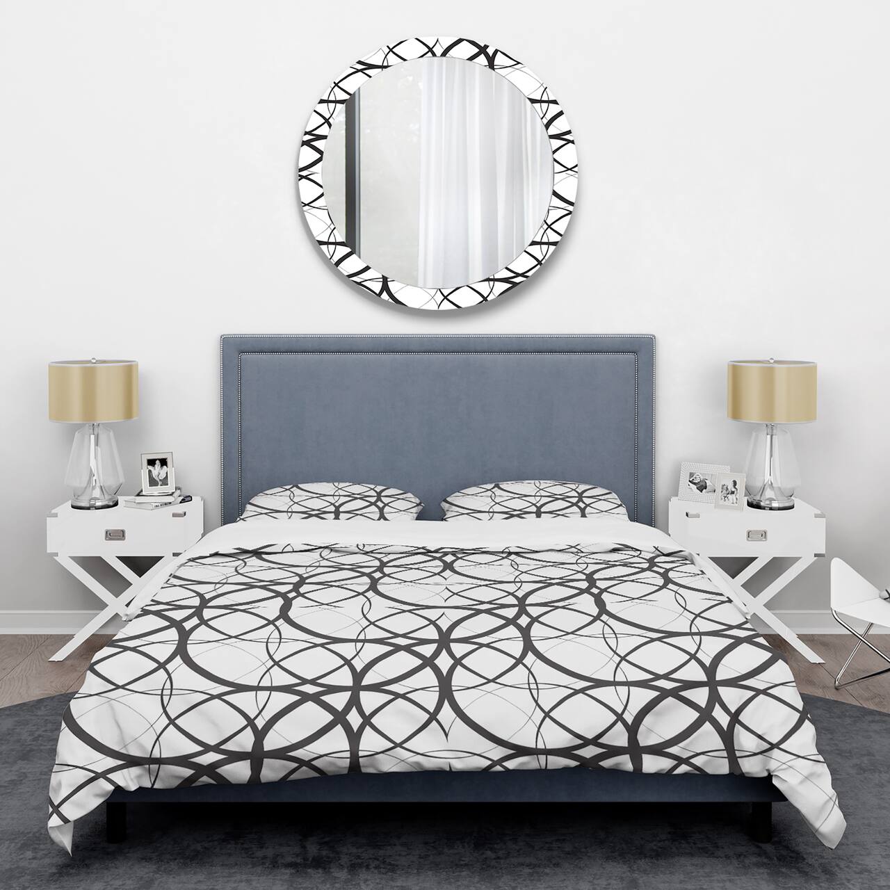 Designart 'Monochrome Geometric Pattern' Mid-Century Duvet Cover Set